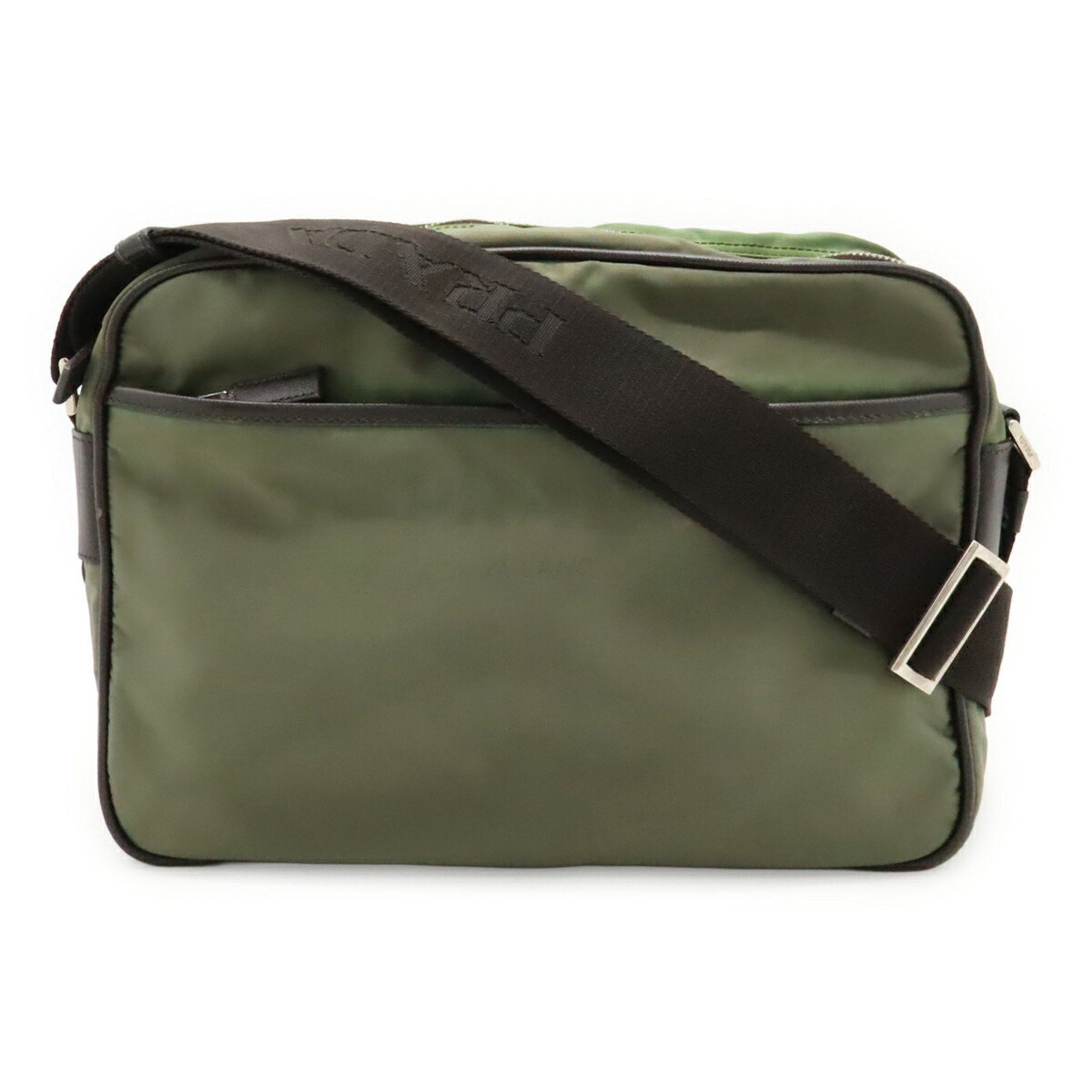 Prada PRADA Jacquard Shoulder Bag in Nylon and Leather, FUMO, Dark Gray, VA0772, Purchased at an Overseas Boutique Size ONE SIZE - 2 Thumbnail