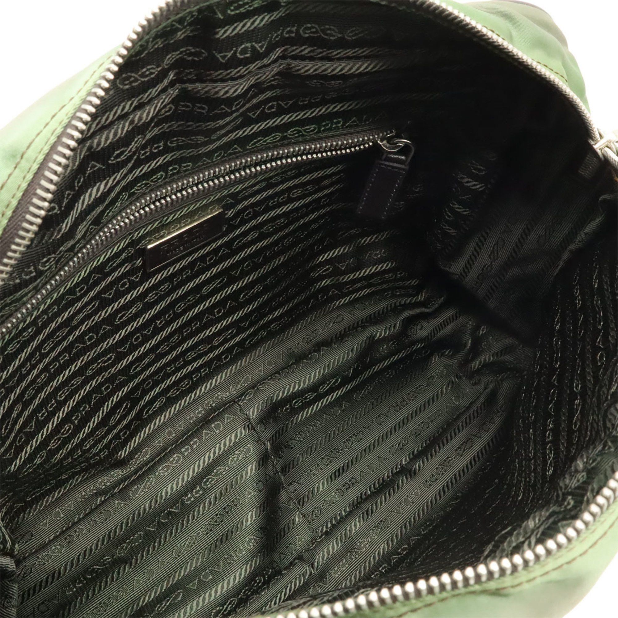 Prada PRADA Jacquard Shoulder Bag in Nylon and Leather, FUMO, Dark Gray, VA0772, Purchased at an Overseas Boutique Size ONE SIZE - 8 Thumbnail