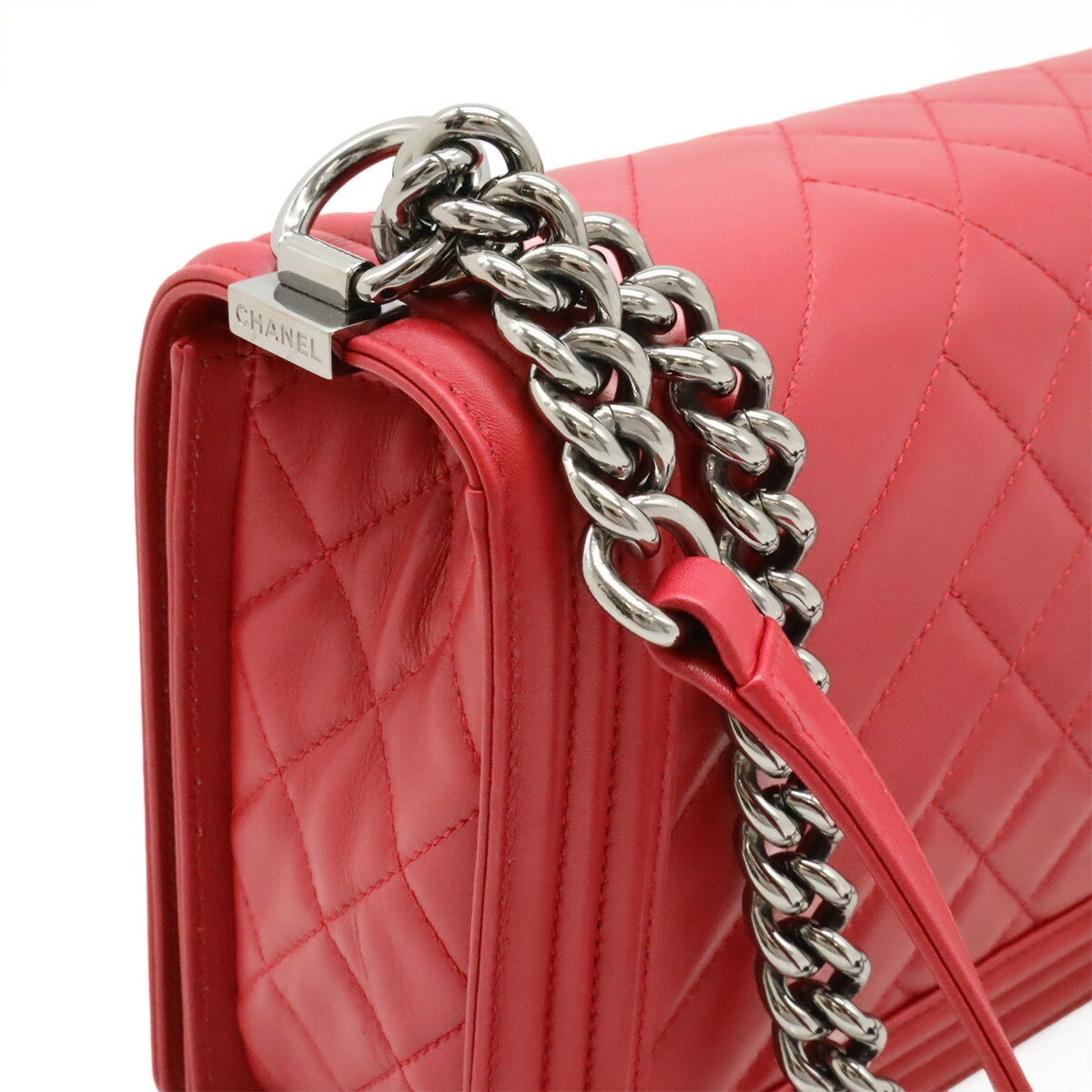 Chanel CHANEL Boy Chanel Matelasse Coco Mark Chain Shoulder Bag in Fuchsia Pink Lambskin Size ONE SIZE - 5 Thumbnail