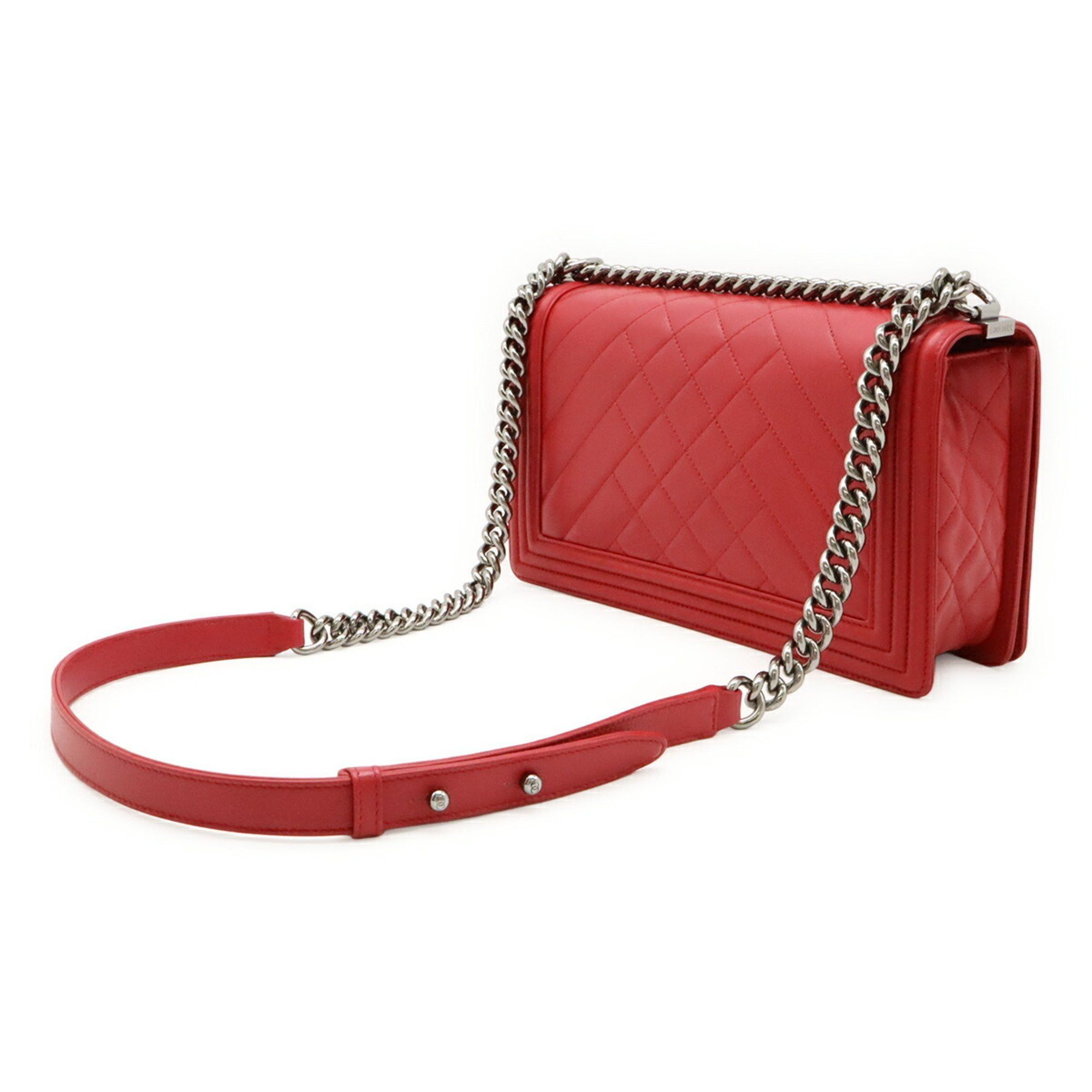 Chanel CHANEL Boy Chanel Matelasse Coco Mark Chain Shoulder Bag in Fuchsia Pink Lambskin Size ONE SIZE - 3 Thumbnail