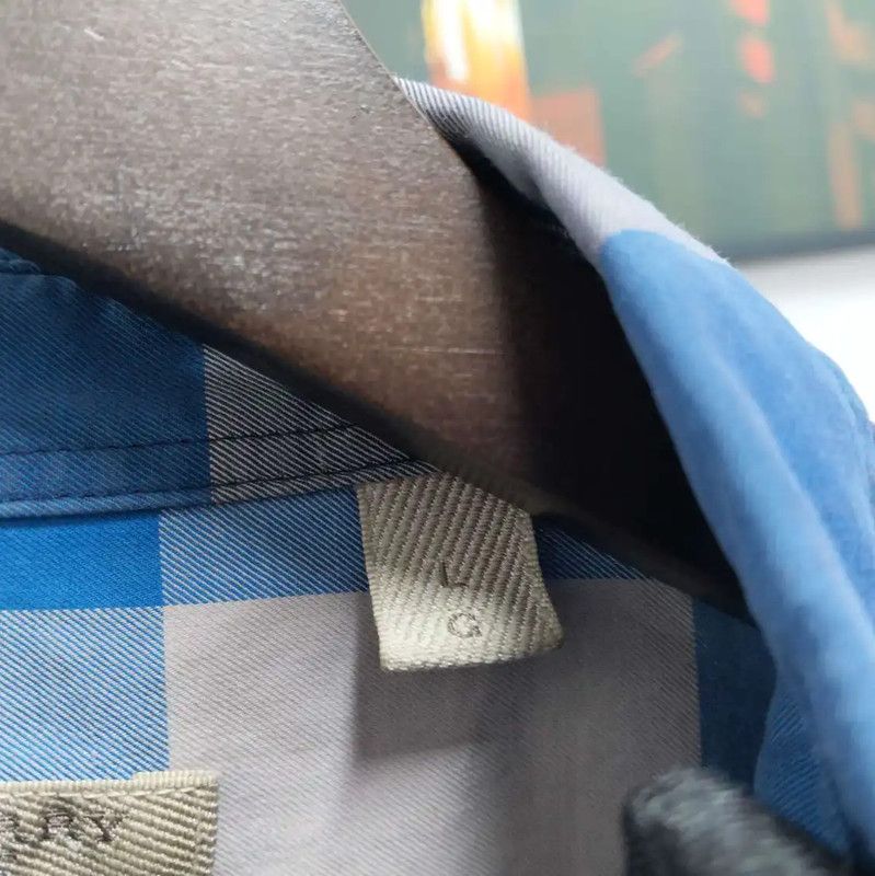 Burberry Burberry Long Sleeve Cotton Shirt in Blue Plaid Size US L / EU 52-54 / 3 - 4 Thumbnail