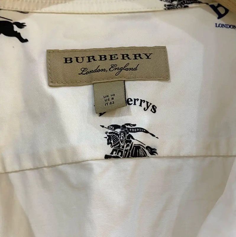 Burberry Burberry White Cotton Blend Long Sleeve Shirt Size US S / EU 44-46 / 1 - 6 Thumbnail