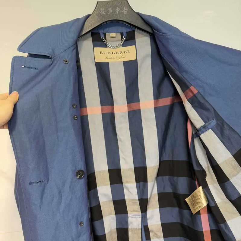 Burberry Burberry L Size Long Blue Cotton Trench Coat Size US L / EU 52-54 / 3 - 5 Thumbnail