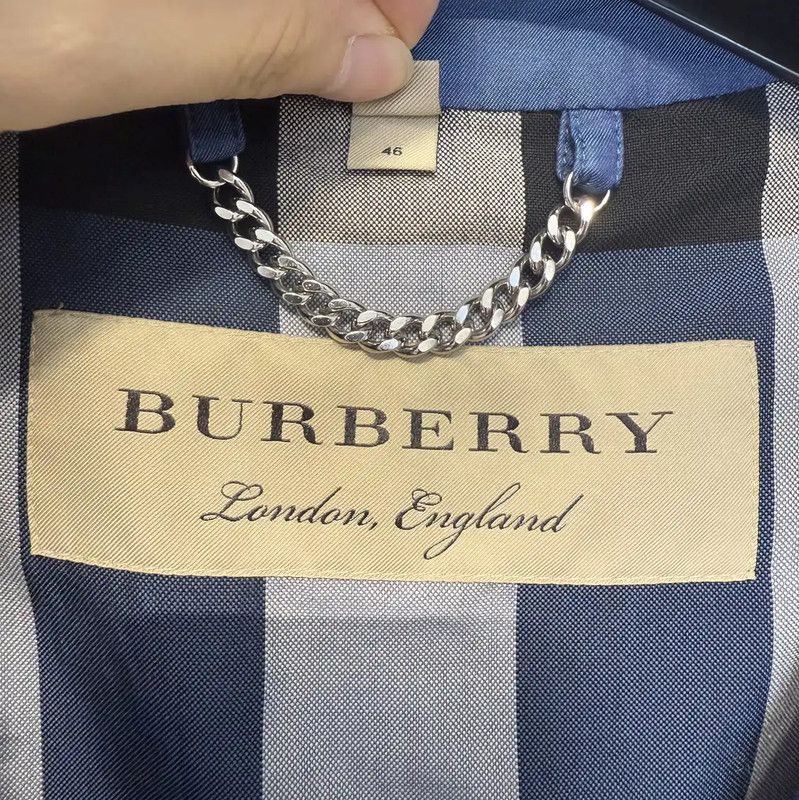 Burberry Burberry L Size Long Blue Cotton Trench Coat Size US L / EU 52-54 / 3 - 3 Thumbnail