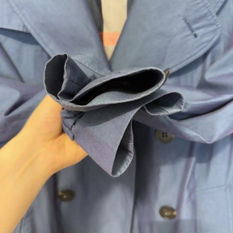 Burberry Burberry L Size Long Blue Cotton Trench Coat Size US L / EU 52-54 / 3 - 6 Thumbnail