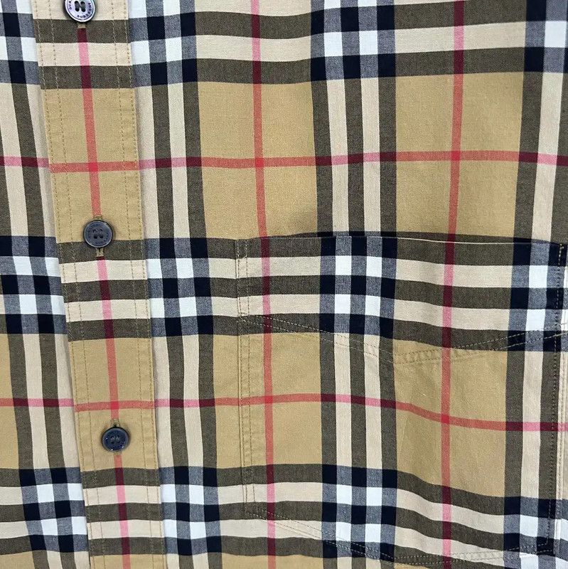 Burberry Burberry Khaki Plaid Short Sleeve Shirt Size US L / EU 52-54 / 3 - 3 Thumbnail