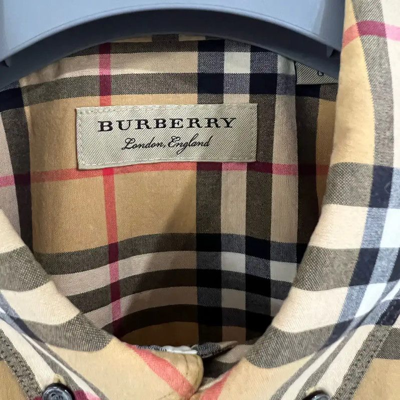 Burberry Burberry Khaki Plaid Short Sleeve Shirt Size US L / EU 52-54 / 3 - 4 Thumbnail