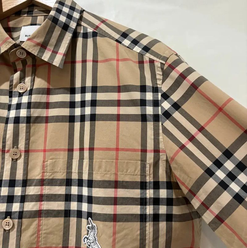 Burberry Burberry Long Sleeve Khaki Cotton Embroidered Shirt Size US M / EU 48-50 / 2 - 6 Thumbnail