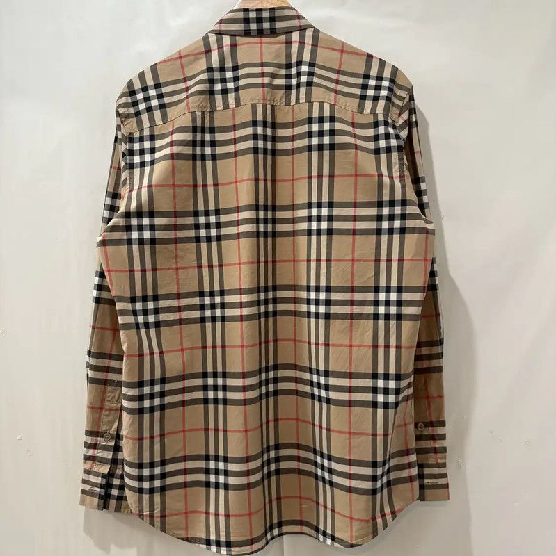 Burberry Burberry Long Sleeve Khaki Cotton Embroidered Shirt Size US M / EU 48-50 / 2 - 2 Thumbnail