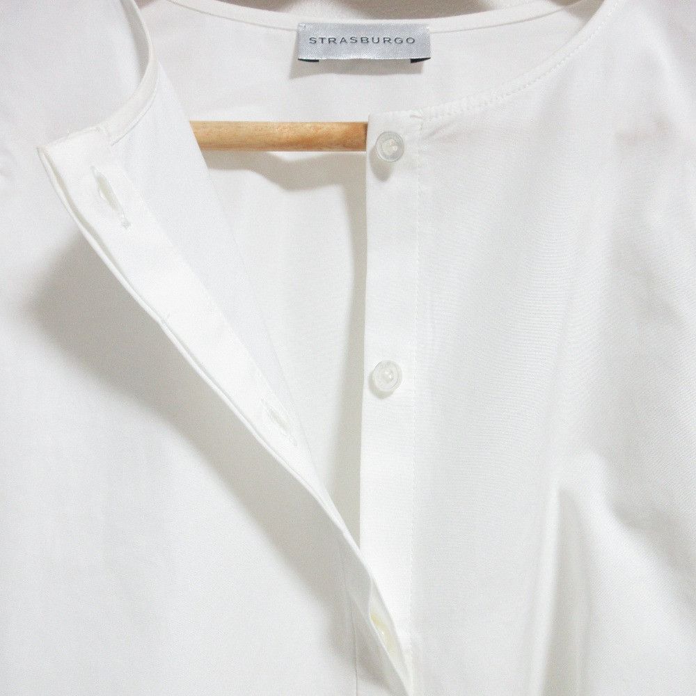 Other Other STRASBURGO Hidden Button Puff Sleeve Blouse Cotton Tops DUTY FREE for USA Size ONE SIZE - 4 Thumbnail