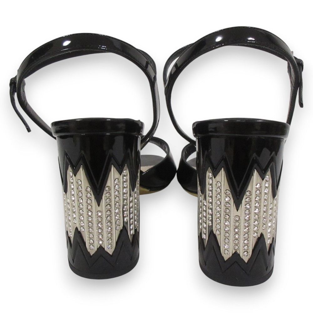 Miu Miu Miu Miu Miu Miu Crystal Chunky Heel Sandals Leather Shoes DUTY FREE for USA Size ONE SIZE - 4 Thumbnail