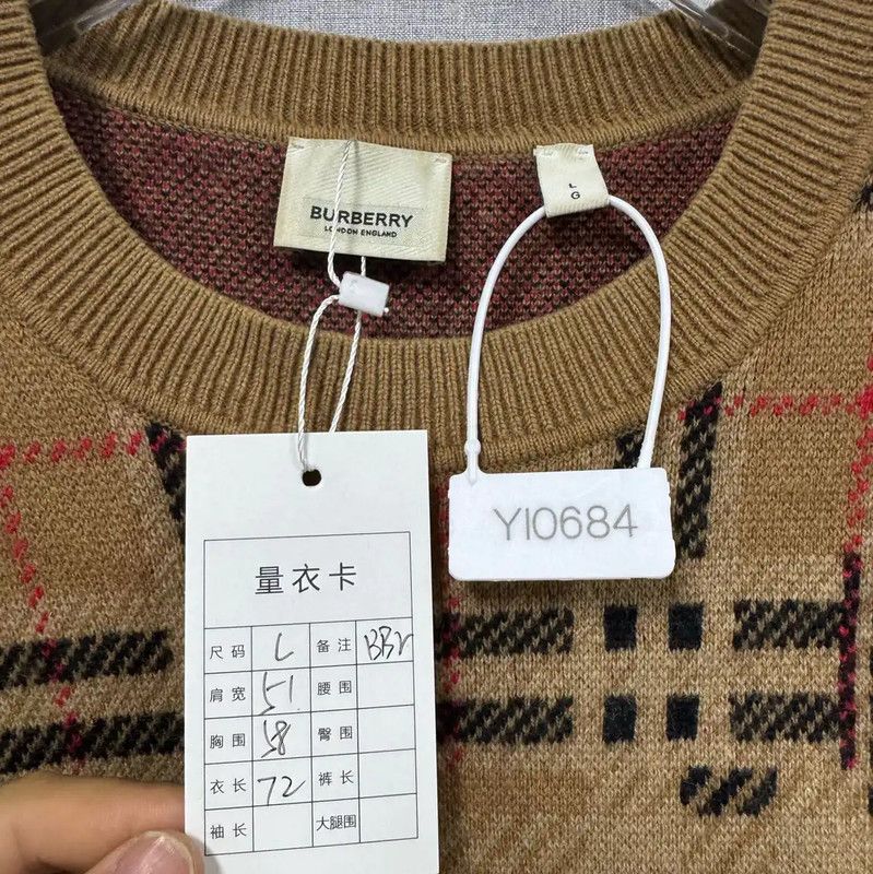Burberry Burberry Beige Wool Men's Knit Sweater Size US L / EU 52-54 / 3 - 7 Thumbnail