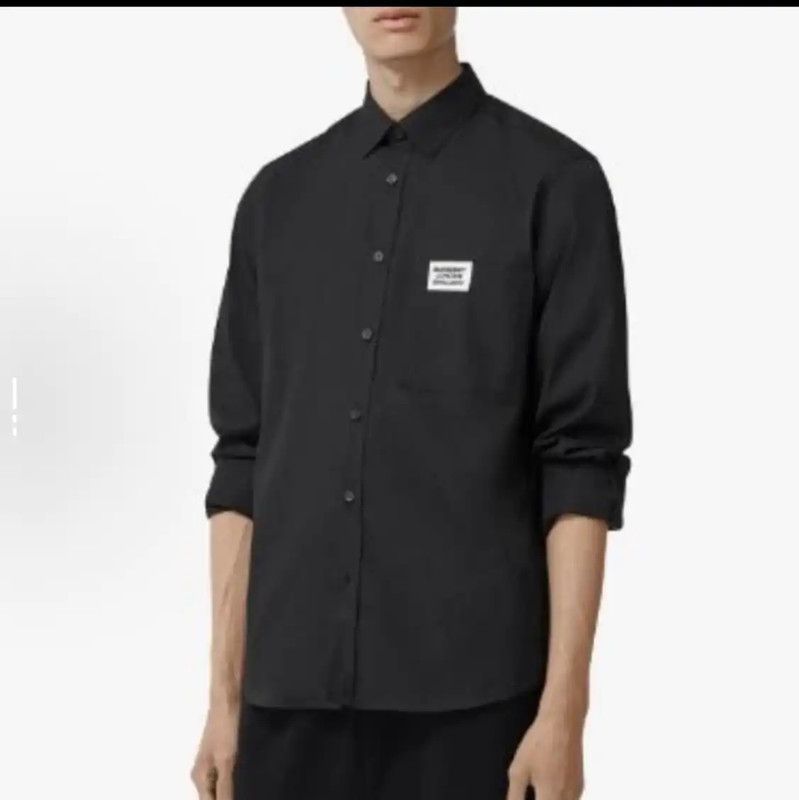Burberry Burberry Black Cotton Long Sleeve Men's Shirt Size US L / EU 52-54 / 3 - 9 Thumbnail