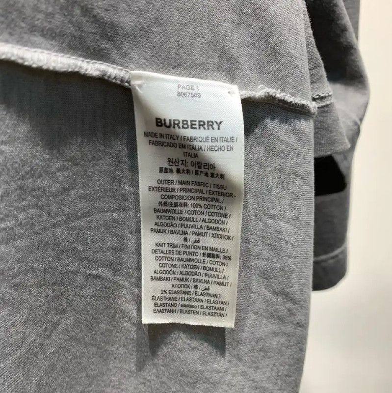 Burberry Burberry Gray Cotton Men's T-Shirt Size US L / EU 52-54 / 3 - 7 Thumbnail