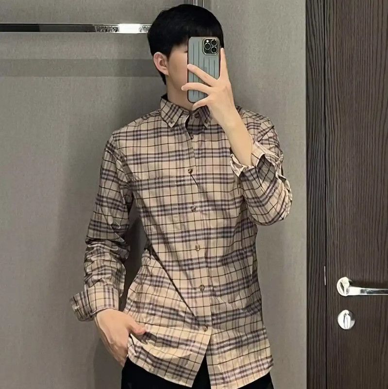 Burberry Burberry Spring Autumn Khaki Check Shirt Size US L / EU 52-54 / 3 - 8 Thumbnail