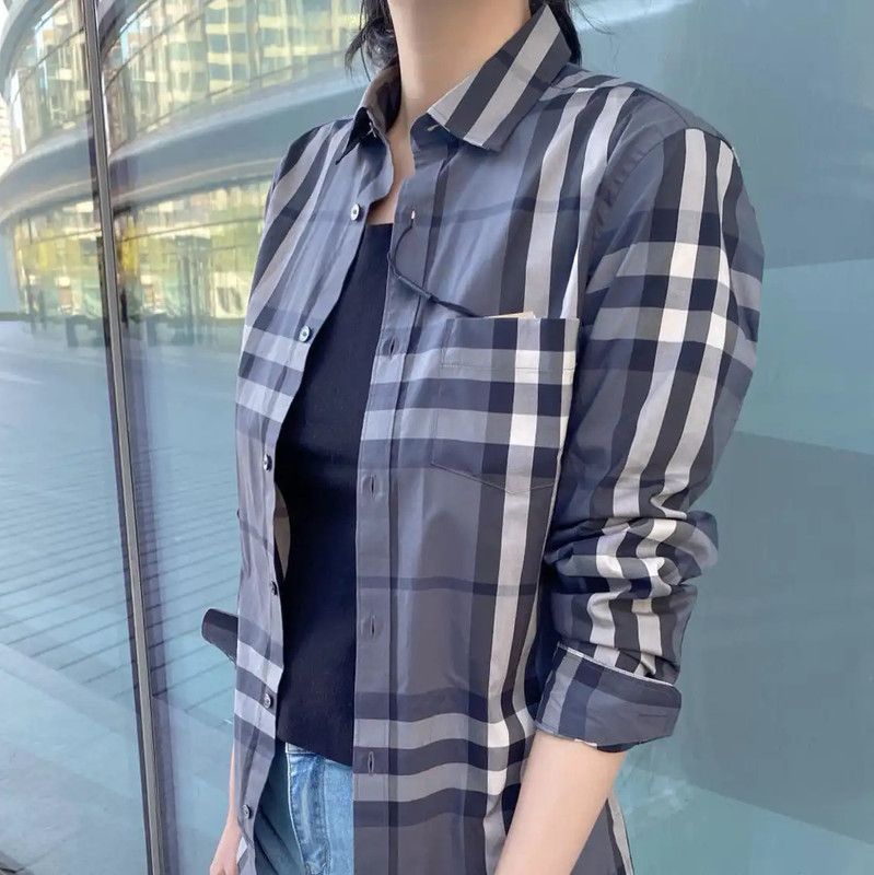 Burberry Burberry Gray Long Sleeve Cotton Shirt Size US XS / EU 42 / 0 - 8 Thumbnail