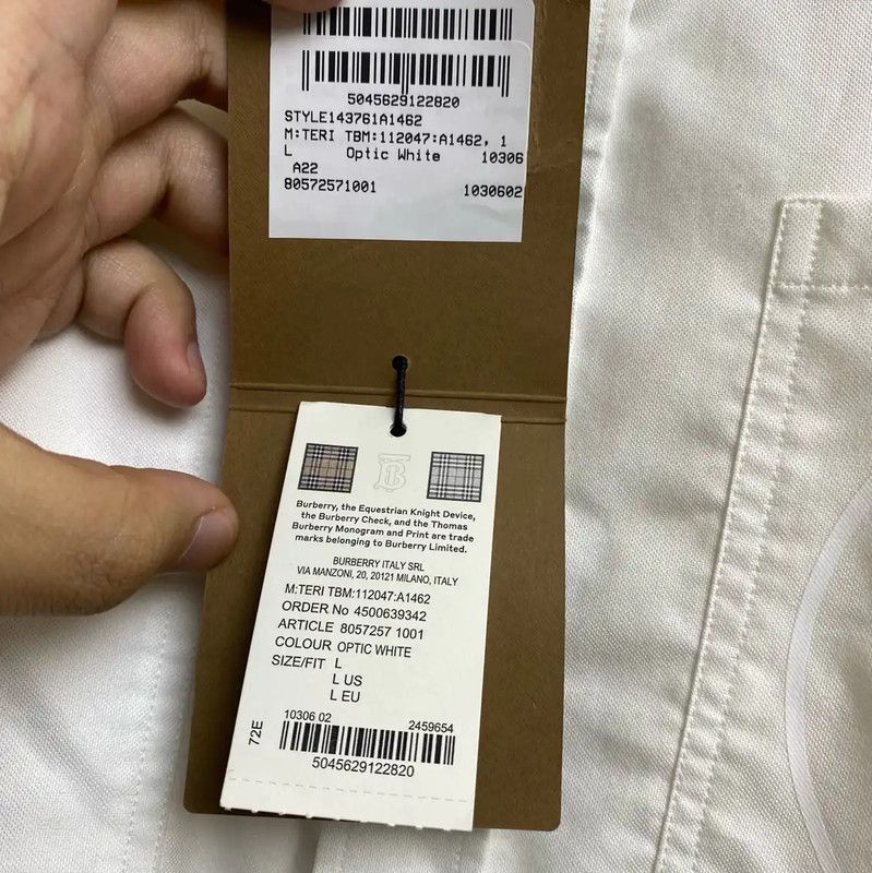Burberry Burberry White Cotton Men's Shirt Size US L / EU 52-54 / 3 - 5 Thumbnail