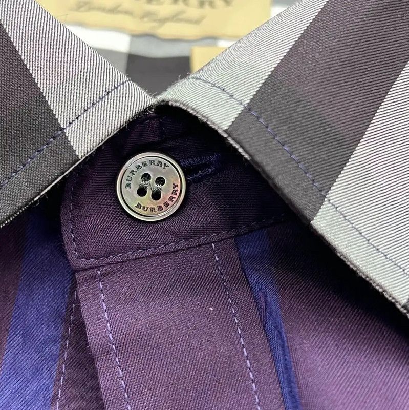 Burberry Burberry Purple Long Sleeve Check Shirt Size US XL / EU 56 / 4 - 3 Thumbnail