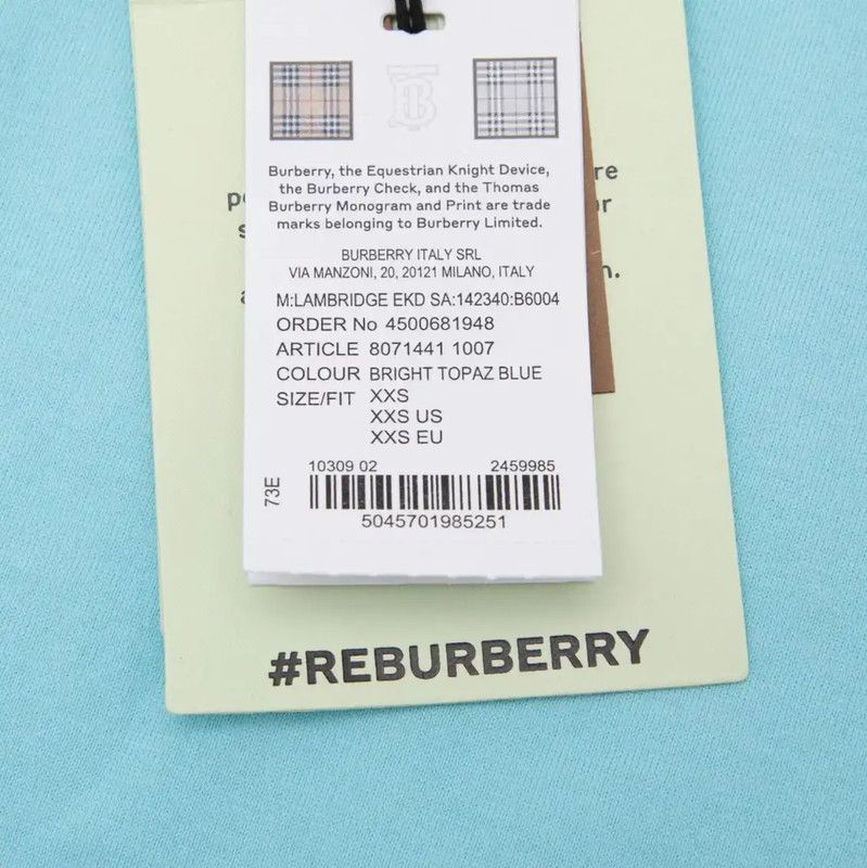 Burberry Burberry Blue Cotton Logo Short Sleeve Tee Size US XS / EU 42 / 0 - 9 Thumbnail