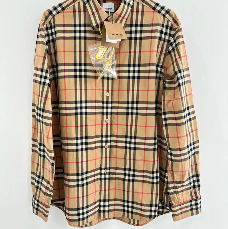 Burberry Burberry Cotton Long Sleeve Shirt in Khaki Size US XL / EU 56 / 4 - 6 Thumbnail