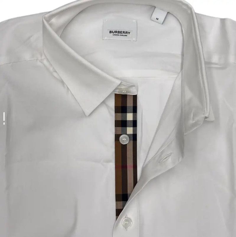Burberry Burberry Summer Logo White Cotton Long Sleeve Shirt Size US L / EU 52-54 / 3 - 6 Thumbnail