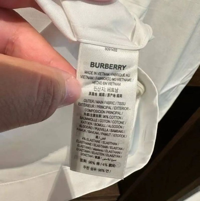 Burberry Burberry White Cotton Logo Long Sleeve Shirt Size US XL / EU 56 / 4 - 5 Thumbnail