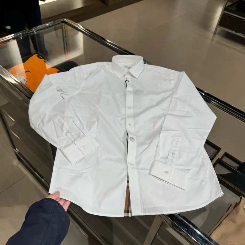 Burberry Burberry White Cotton Logo Long Sleeve Shirt Size US XL / EU 56 / 4 - 9 Thumbnail