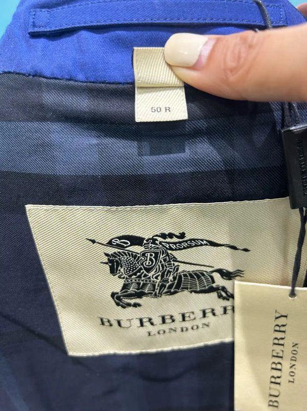 Burberry Burberry Blue Cotton Long Trench Coat for Men Size US L / EU 52-54 / 3 - 9 Thumbnail