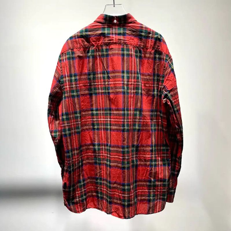Burberry Red Plaid Cotton Button-Up Shirt