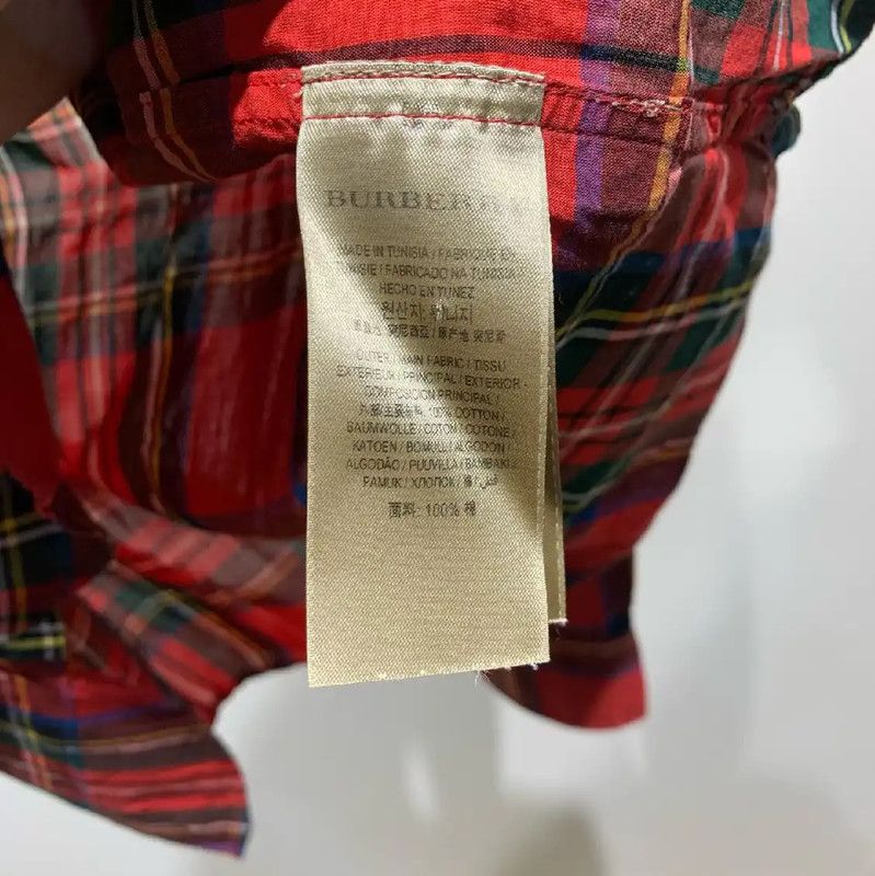 Burberry Red Plaid Cotton Button-Up Shirt
