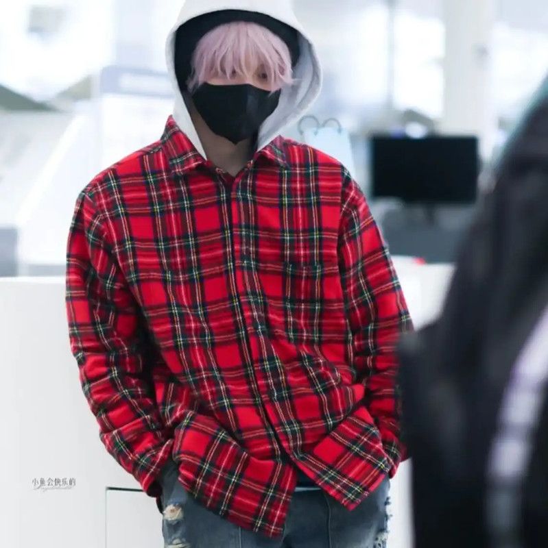 Burberry Red Plaid Cotton Button-Up Shirt
