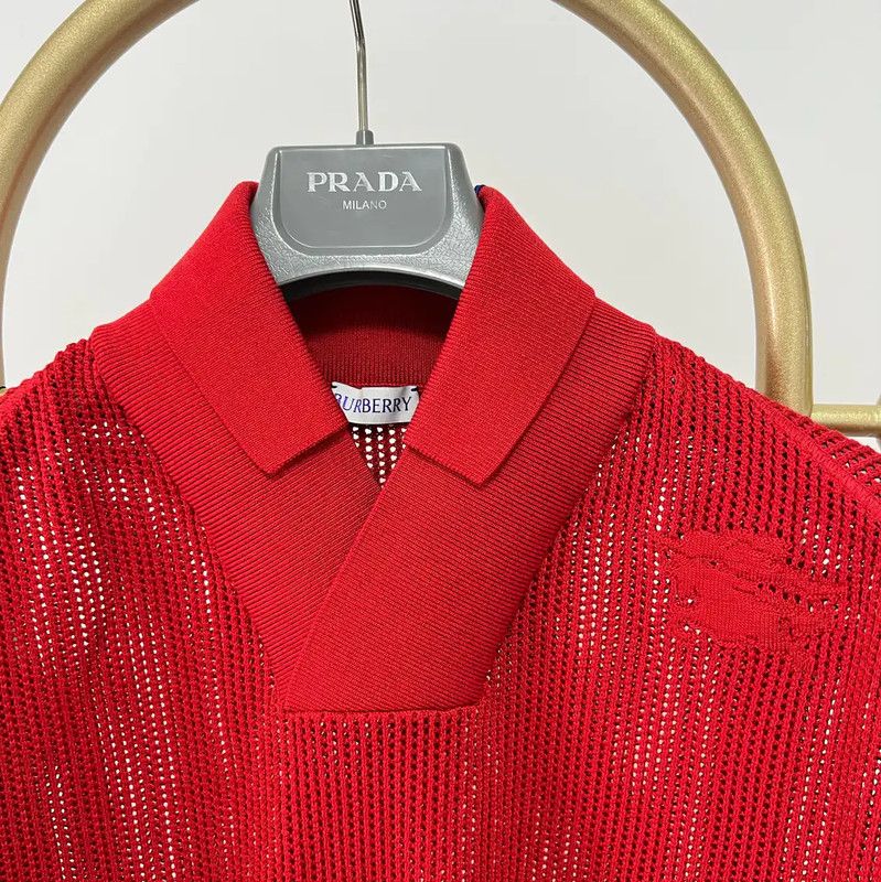 Burberry Burberry Red Cotton Blend Short Sleeve Polo Size US M / EU 48-50 / 2 - 3 Thumbnail