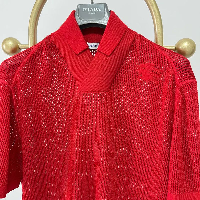 Burberry Burberry Red Cotton Blend Short Sleeve Polo Size US M / EU 48-50 / 2 - 4 Thumbnail