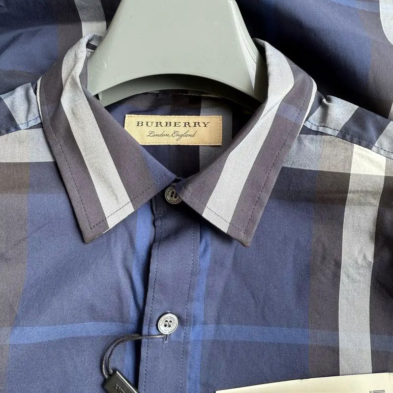 Burberry Burberry Summer Dark Blue Cotton Short Sleeve Shirt Size US S / EU 44-46 / 1 - 4 Thumbnail
