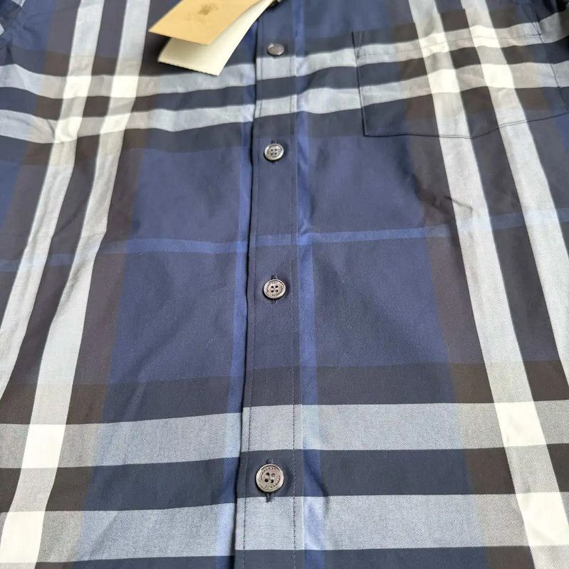 Burberry Burberry Summer Dark Blue Cotton Short Sleeve Shirt Size US S / EU 44-46 / 1 - 3 Thumbnail