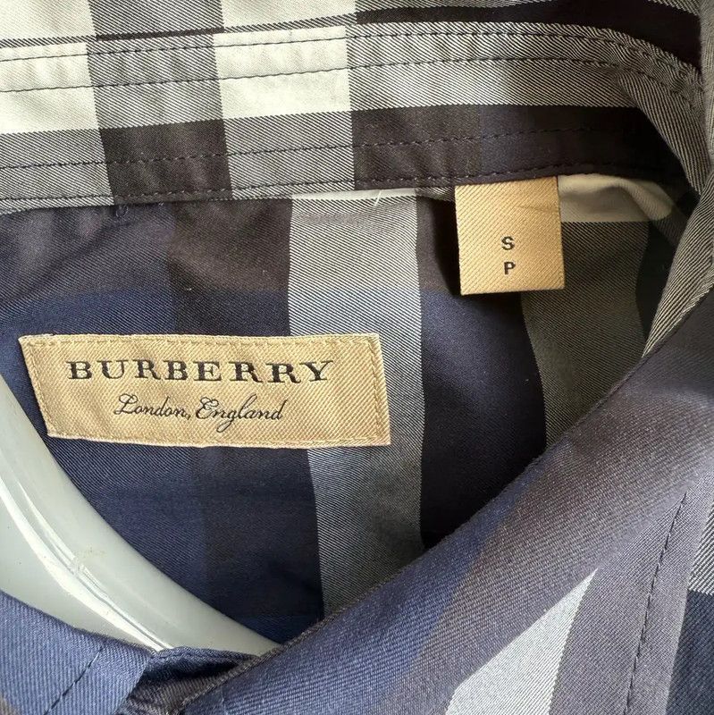 Burberry Burberry Summer Dark Blue Cotton Short Sleeve Shirt Size US S / EU 44-46 / 1 - 5 Thumbnail
