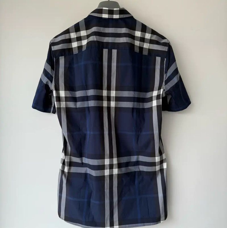 Burberry Burberry Summer Dark Blue Cotton Short Sleeve Shirt Size US S / EU 44-46 / 1 - 2 Thumbnail