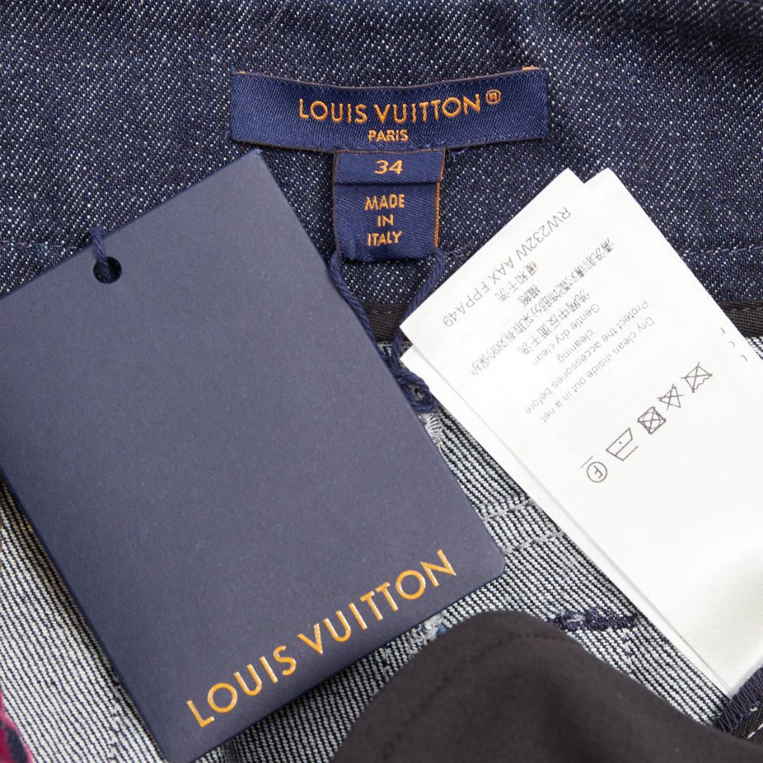 Louis Vuitton LOUIS VUITTON Flocked Monogram burgundy blue monogram denim shorts XS Size 27" / US 4 / IT 40 - 8 Thumbnail