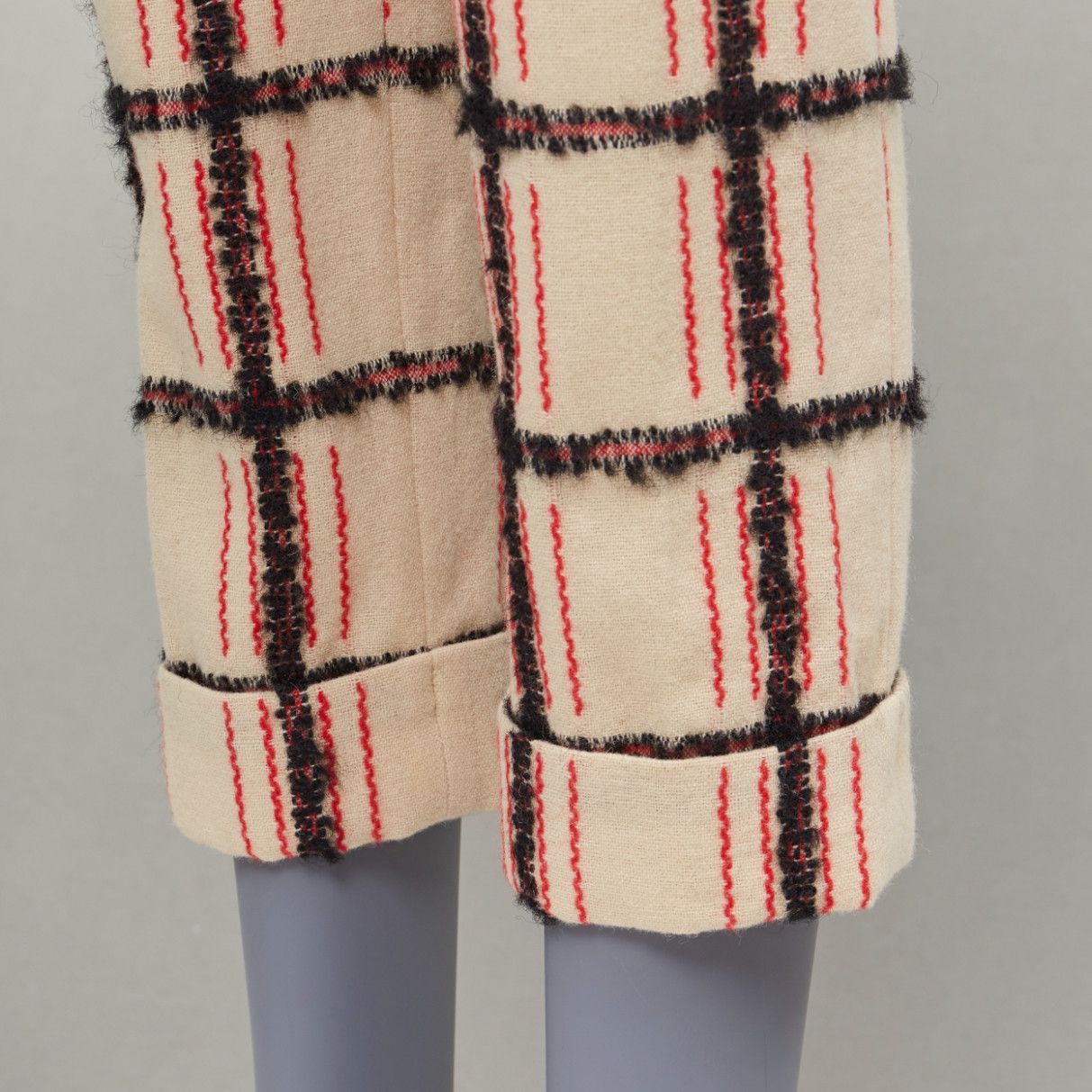 Chloe CHLOE Noir Rose black nude wool mohair plaid checked pants FR34 XS Size 26" / US 2 / IT 38 - 8 Thumbnail