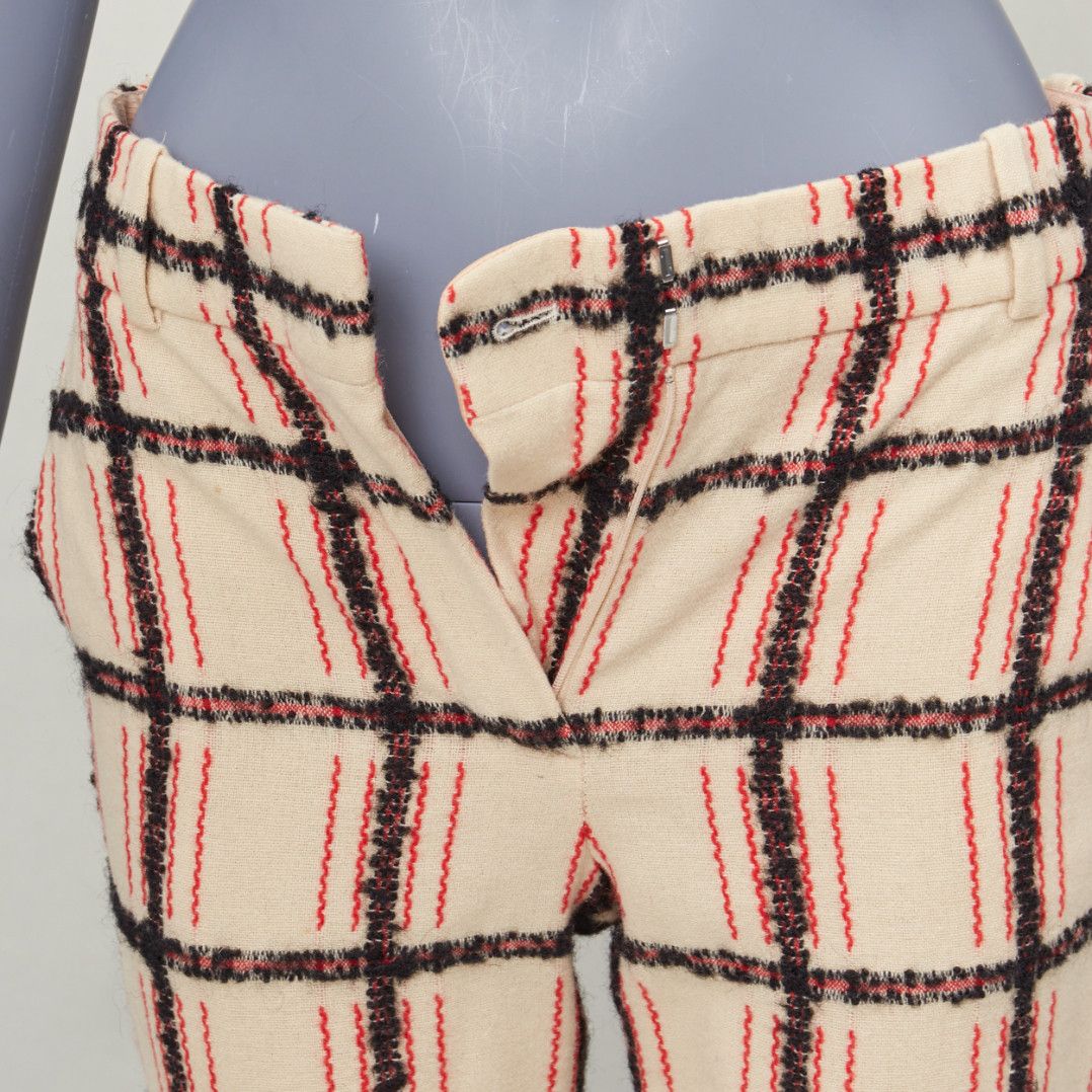 Chloe CHLOE Noir Rose black nude wool mohair plaid checked pants FR34 XS Size 26" / US 2 / IT 38 - 7 Thumbnail