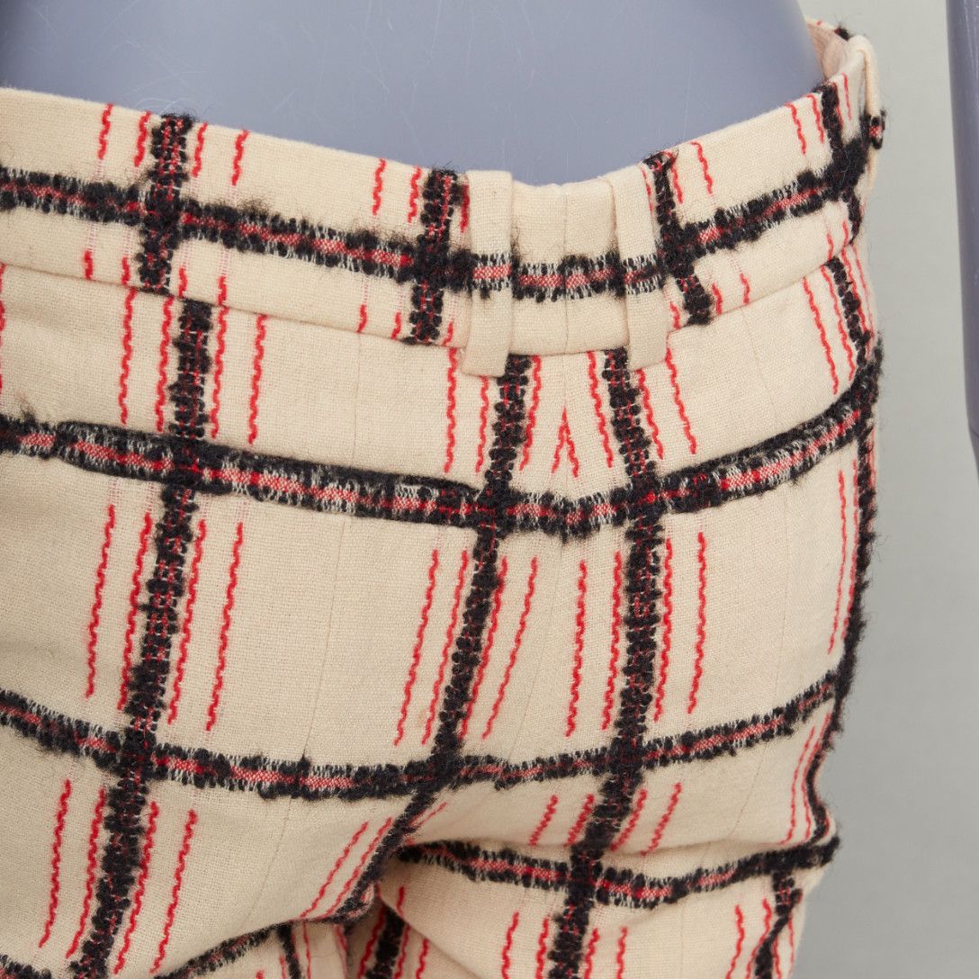 Chloe CHLOE Noir Rose black nude wool mohair plaid checked pants FR34 XS Size 26" / US 2 / IT 38 - 2 Thumbnail