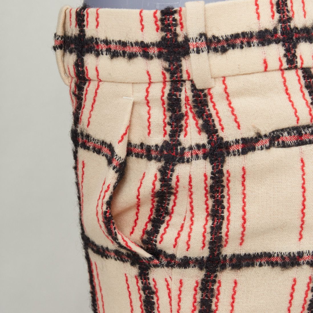 Chloe CHLOE Noir Rose black nude wool mohair plaid checked pants FR34 XS Size 26" / US 2 / IT 38 - 9 Thumbnail