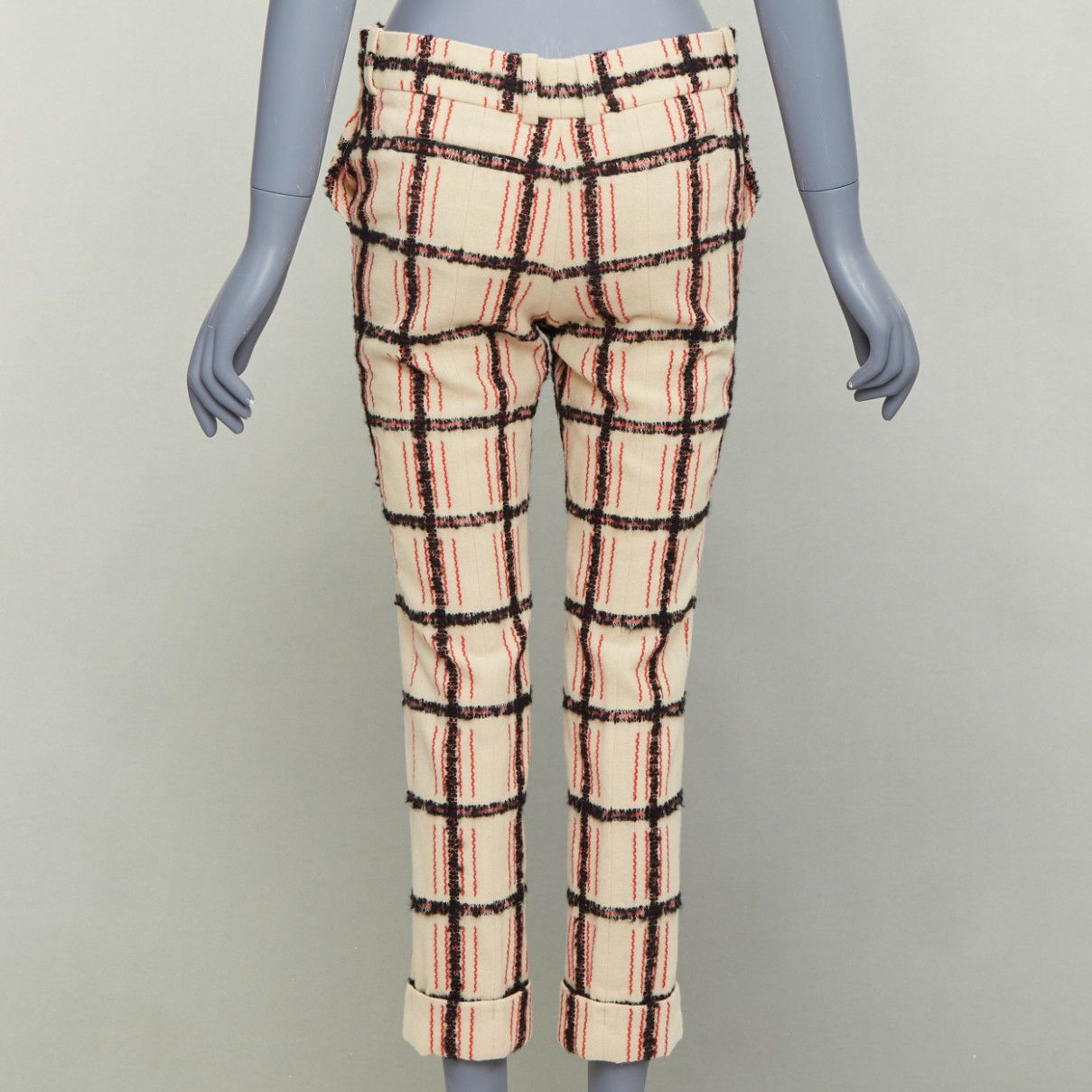 Chloe CHLOE Noir Rose black nude wool mohair plaid checked pants FR34 XS Size 26" / US 2 / IT 38 - 5 Thumbnail