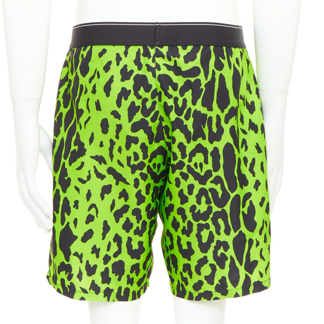 Versace VERSACE neon green black leopard print black logo waistband swim trunks Sz4 Size US 34 / EU 50 - 5 Thumbnail
