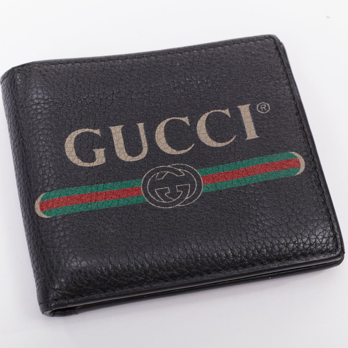 Gucci GUCCI black grained leather vintage logo bifold wallet Size ONE SIZE - 5 Thumbnail