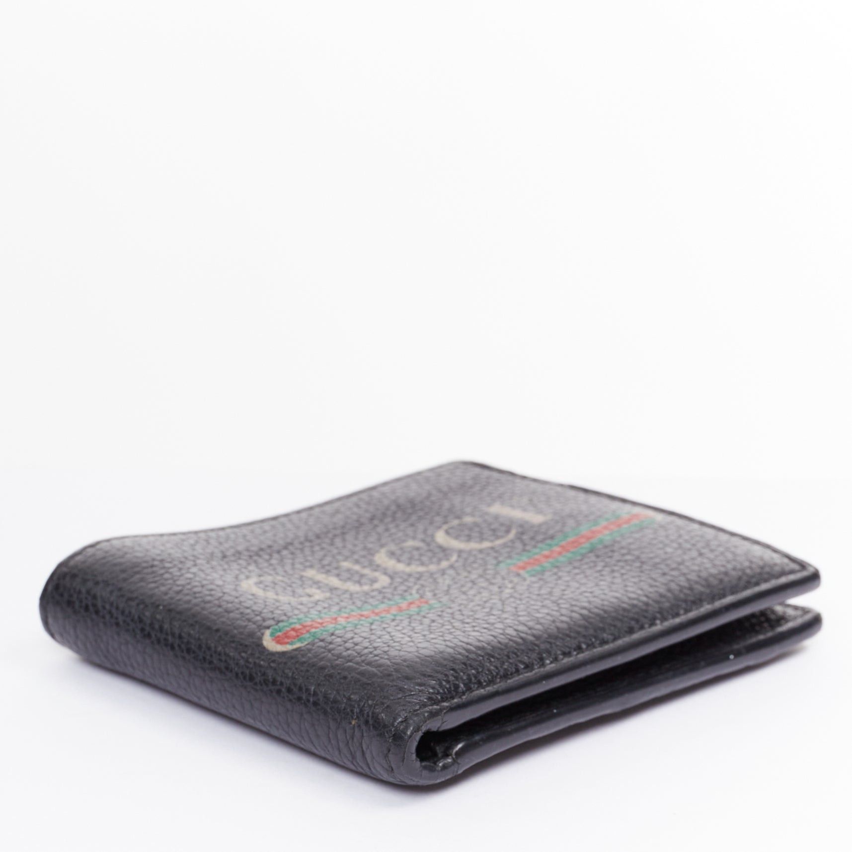 Gucci GUCCI black grained leather vintage logo bifold wallet Size ONE SIZE - 4 Thumbnail