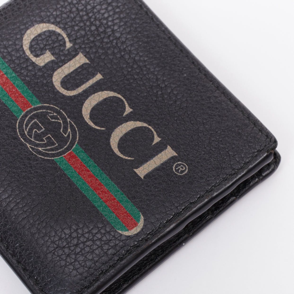 Gucci GUCCI black grained leather vintage logo bifold wallet Size ONE SIZE - 6 Thumbnail
