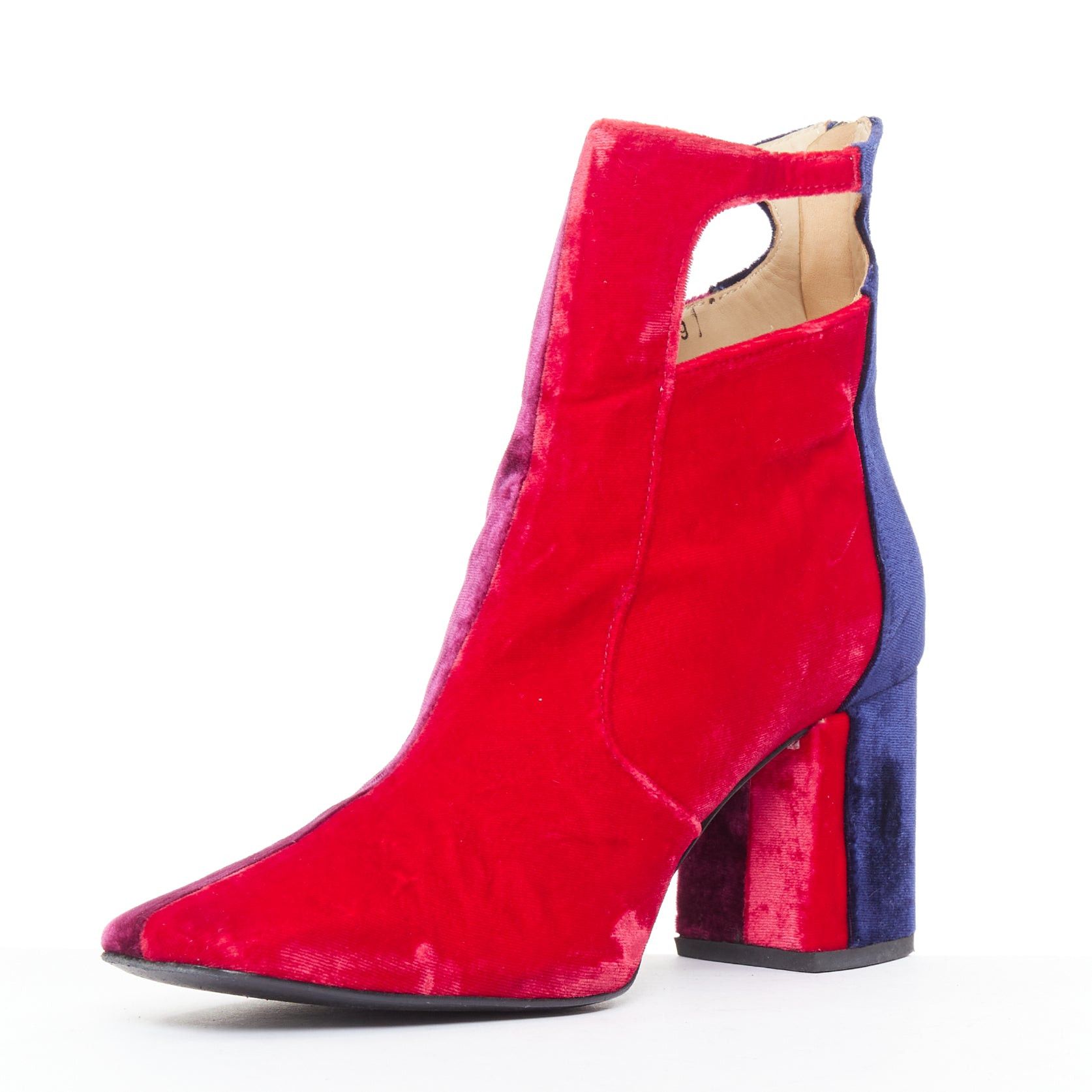 TOGA VIRILIS TOGA ARCHIVES Pulla tricolor velvet square toe ankle booties EU39 Size US 9 / IT 39 - 4 Thumbnail