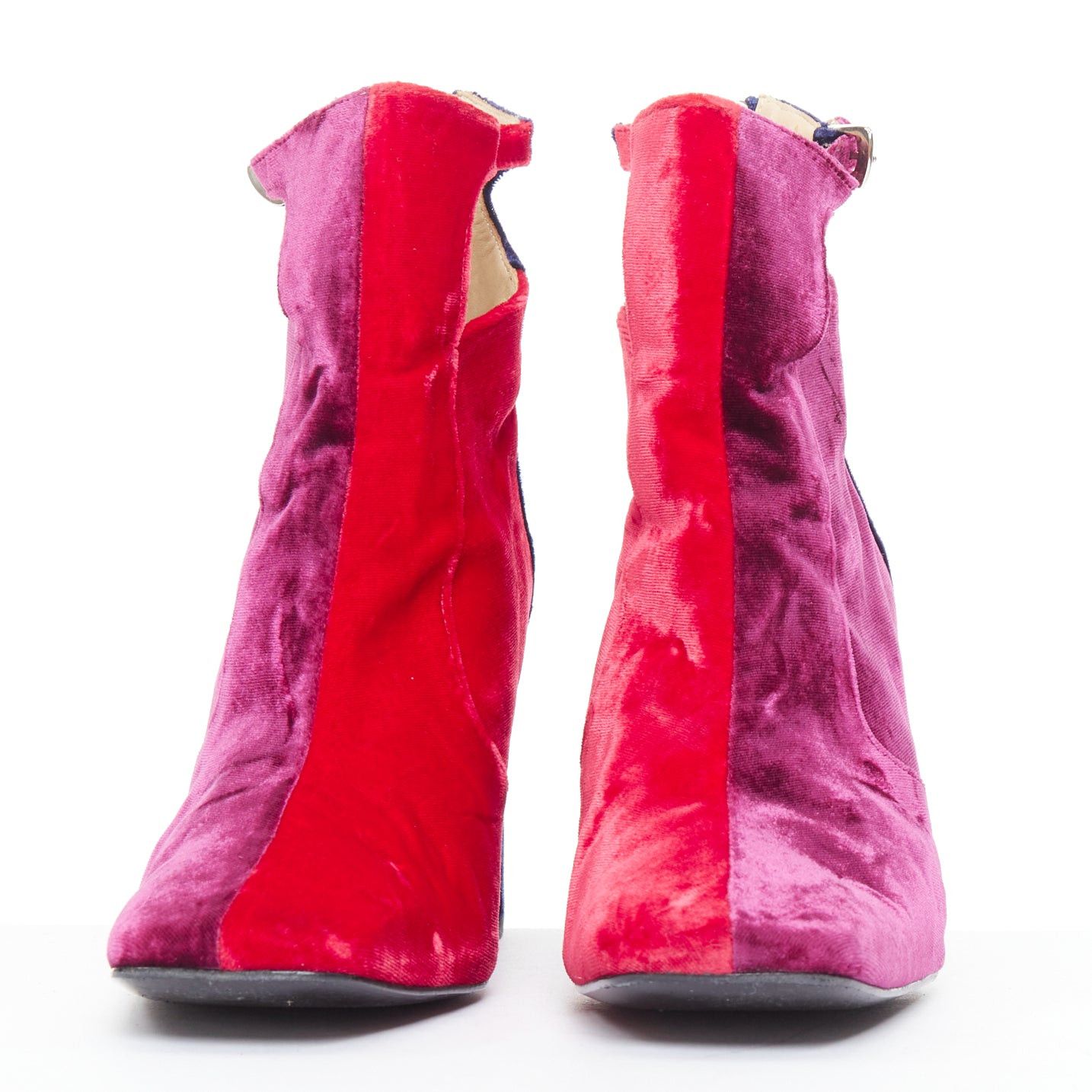 TOGA VIRILIS TOGA ARCHIVES Pulla tricolor velvet square toe ankle booties EU39 Size US 9 / IT 39 - 2 Thumbnail