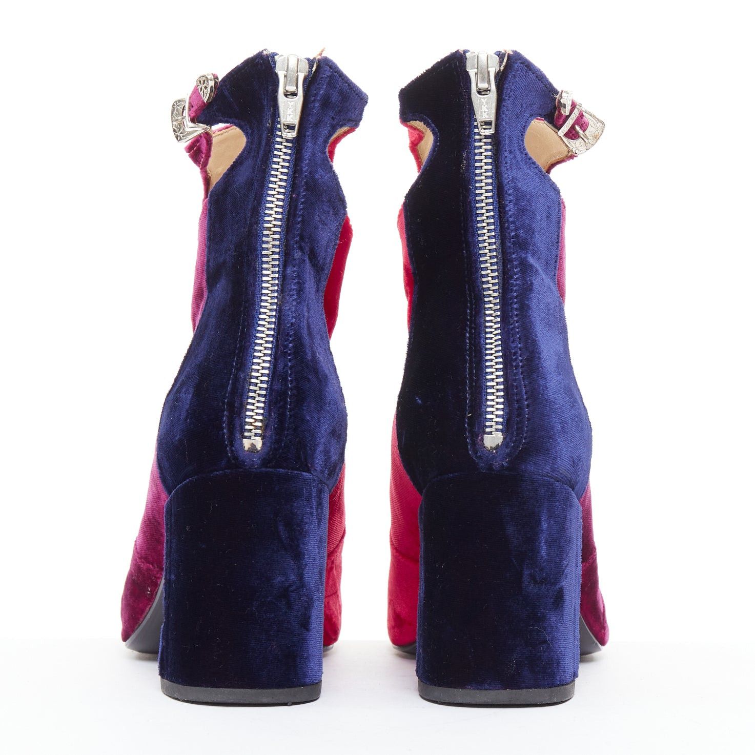 TOGA VIRILIS TOGA ARCHIVES Pulla tricolor velvet square toe ankle booties EU39 Size US 9 / IT 39 - 5 Thumbnail